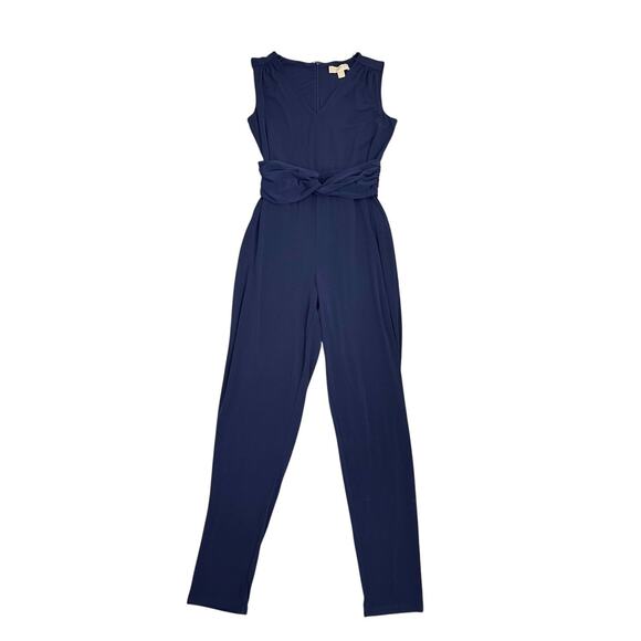 Michael Kors Pants - Michael Kors Sleeveless Knot Front Straight Leg Navy Blue Capsule Romper Medium